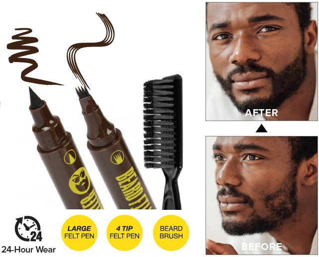 Absolute Hot Dual-Ended Beard Filler Pen & Brush: Fill Gaps, Define Shape | 24-Hour Waterproof