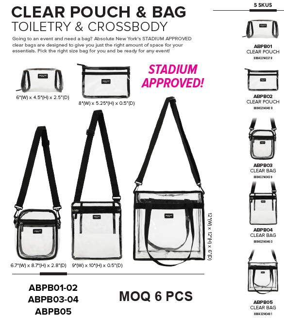 Stadium Approved Clear Bags Toiletry & Crossbody Options | Absolute New York