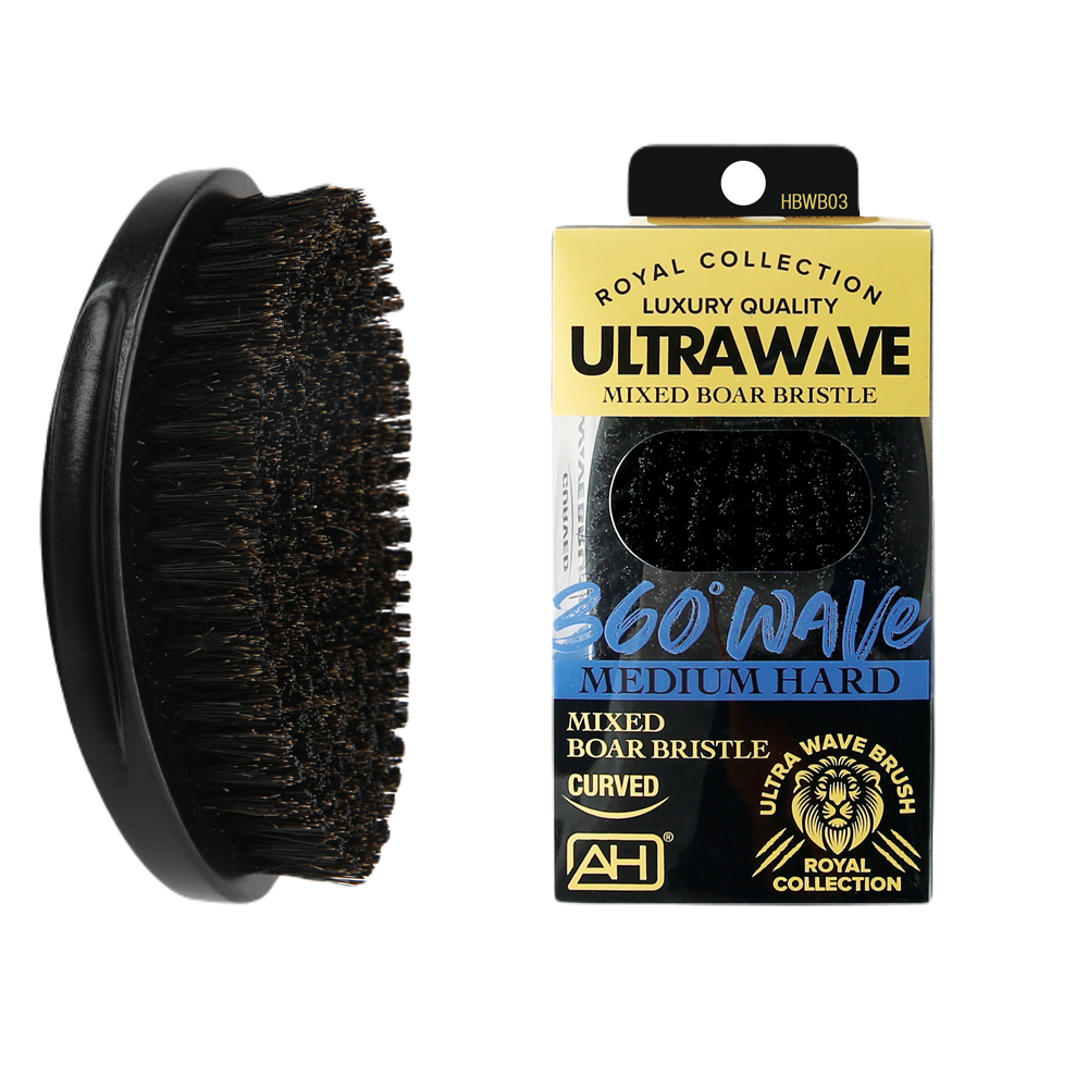 A Premium oval shaped Medium Hard Boar Bristle Wave Hairbrush