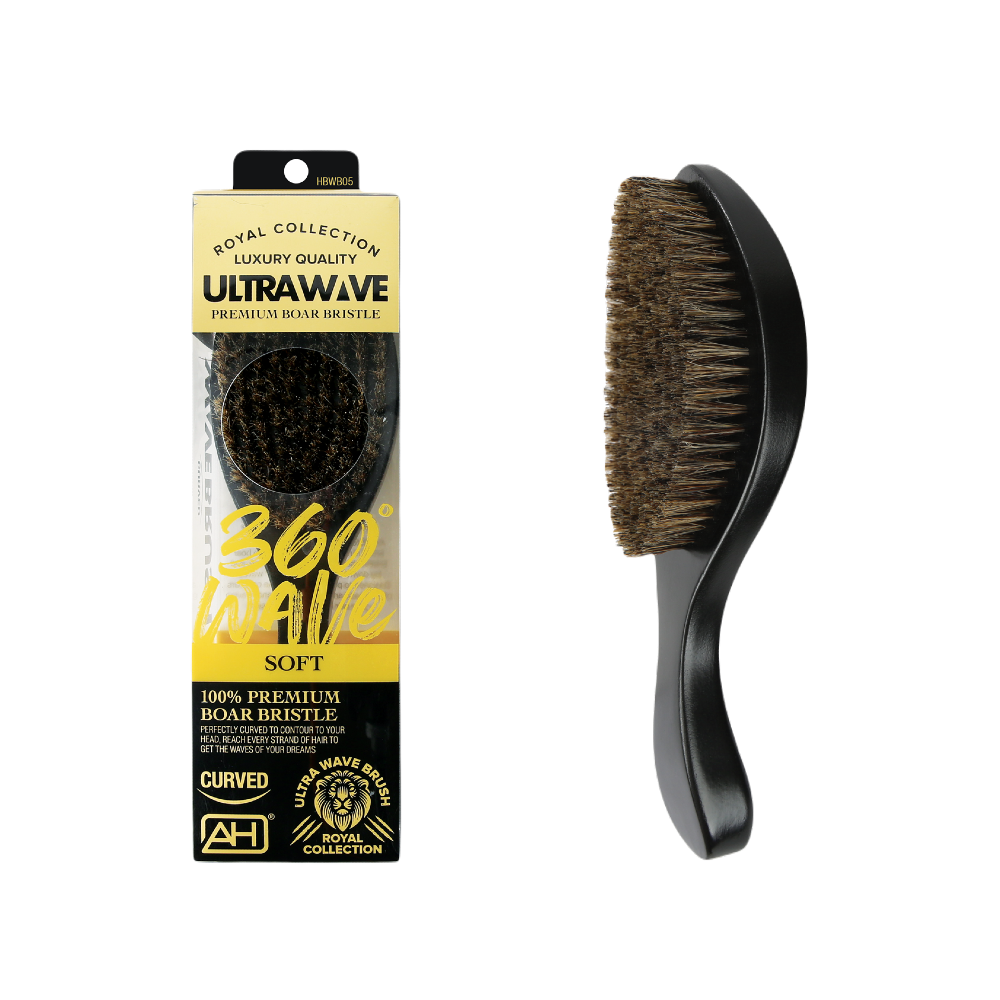 A Premium oval shaped Soft Boar Bristle Wave Hairbrush with a Handle