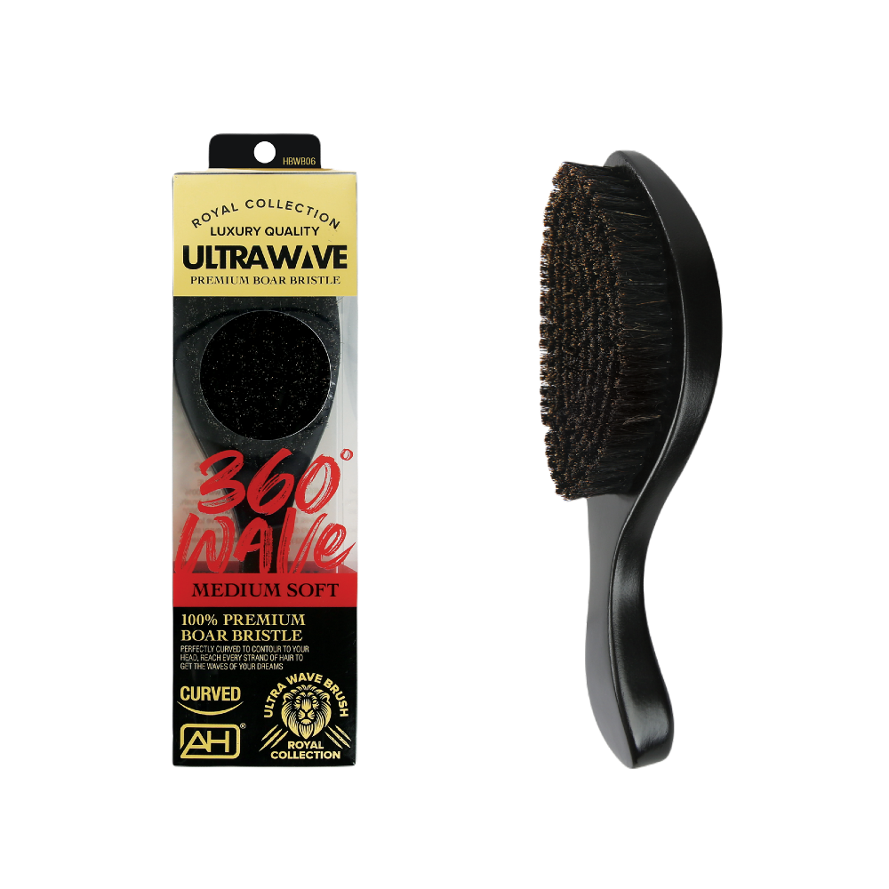 A Premium oval shaped Medium Soft Boar Bristle Wave Hairbrush with a Handle