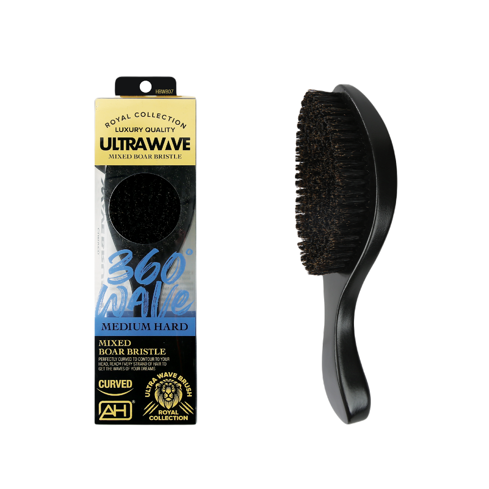 A Premium oval shaped Medium Hard Boar Bristle Wave Hairbrush with a Handle