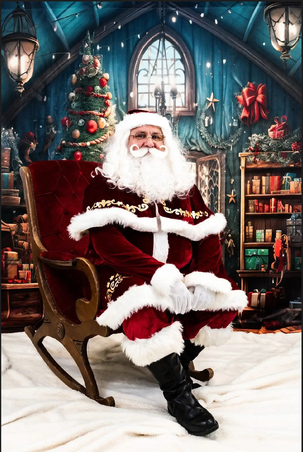 Professional, Theatrical Quality Santa Clause Wig, Beard, Moustache & Eyebrows Set