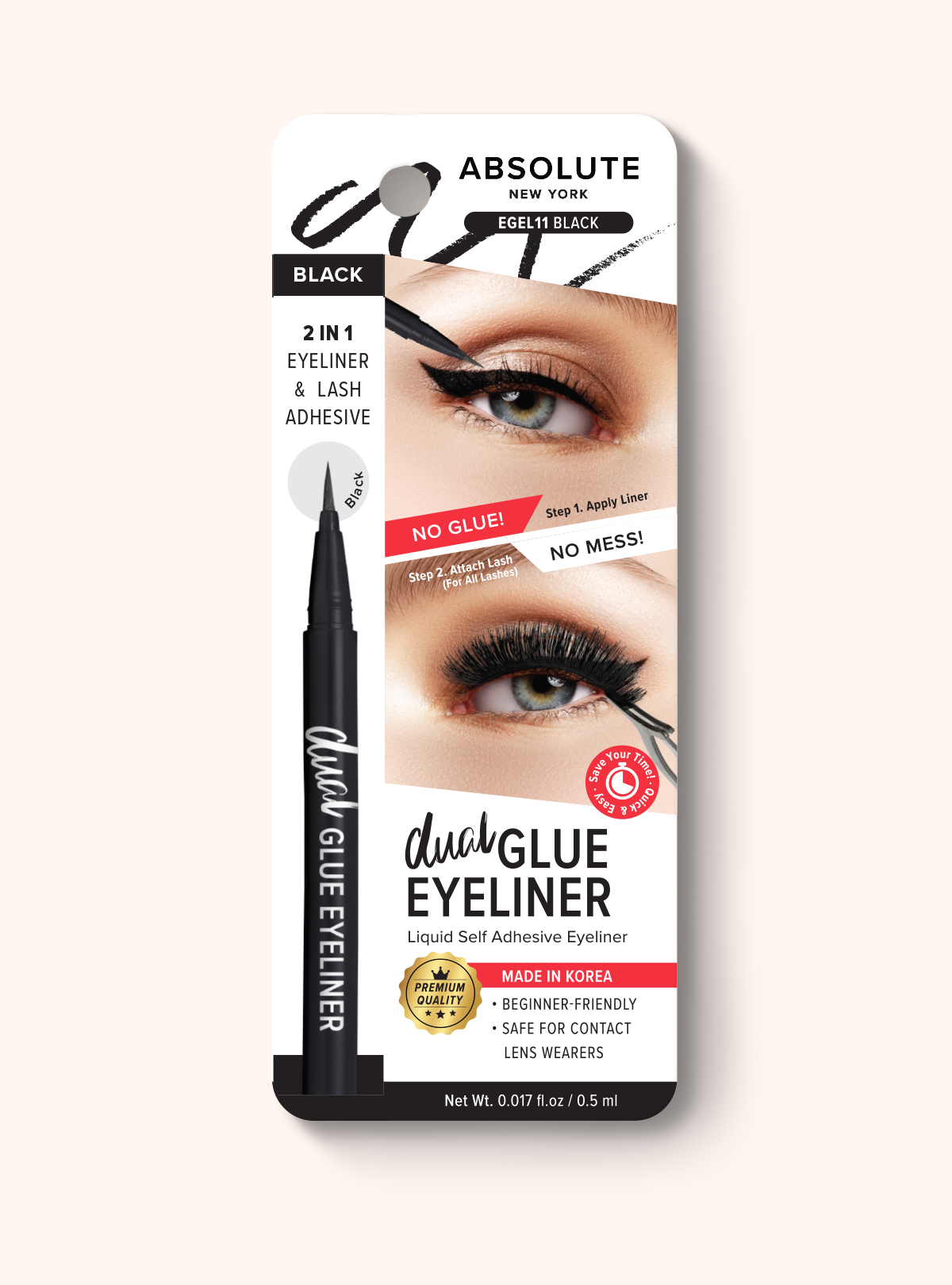 Dual Eyelash Glue & Eyeliner: 2-in-1 Adhesive Liner - Absolute New York