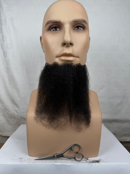 Front image of a long thick actors chin beard