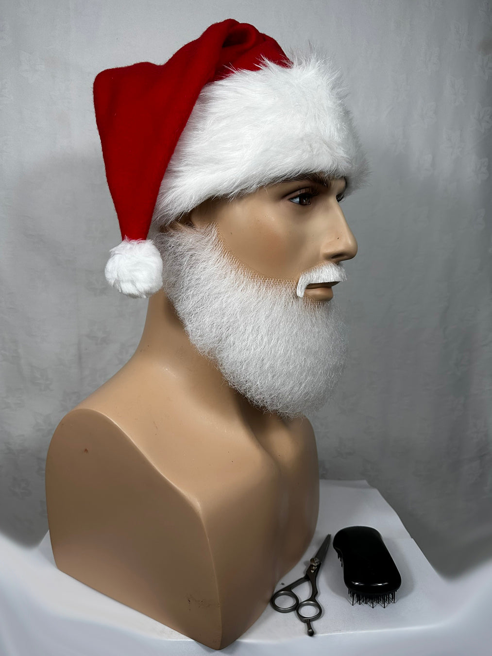 Left Side View of professional Father CHristmas Beard