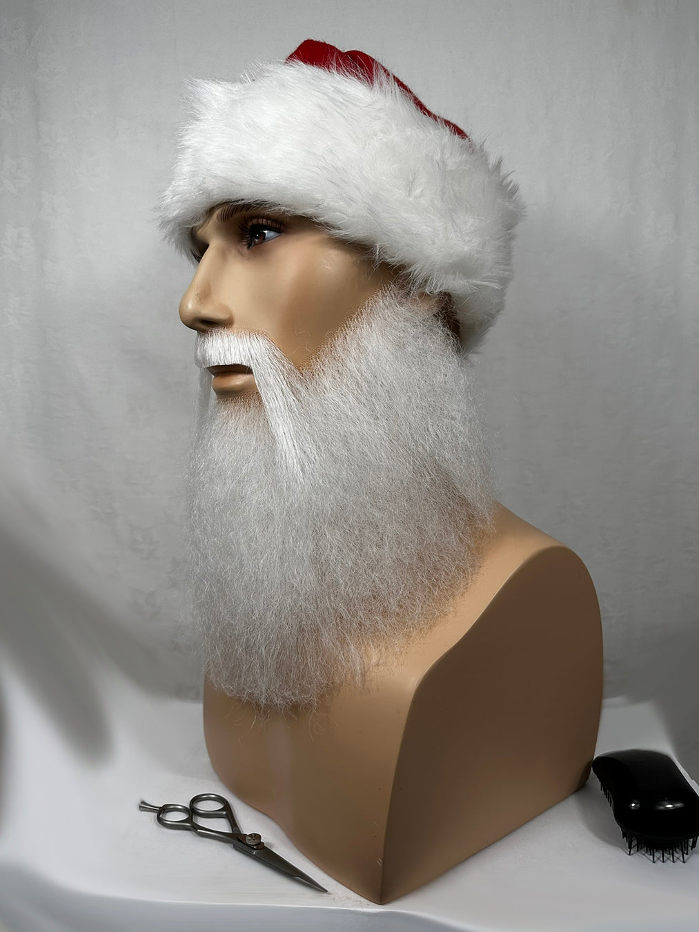 A long beard and moustache for professional father Christmas performers