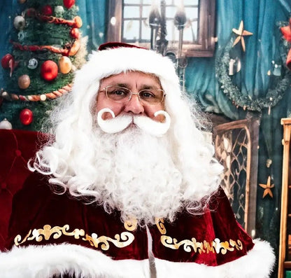 Professional, Theatrical Quality Santa Clause Wig, Beard, Moustache & Eyebrows Set
