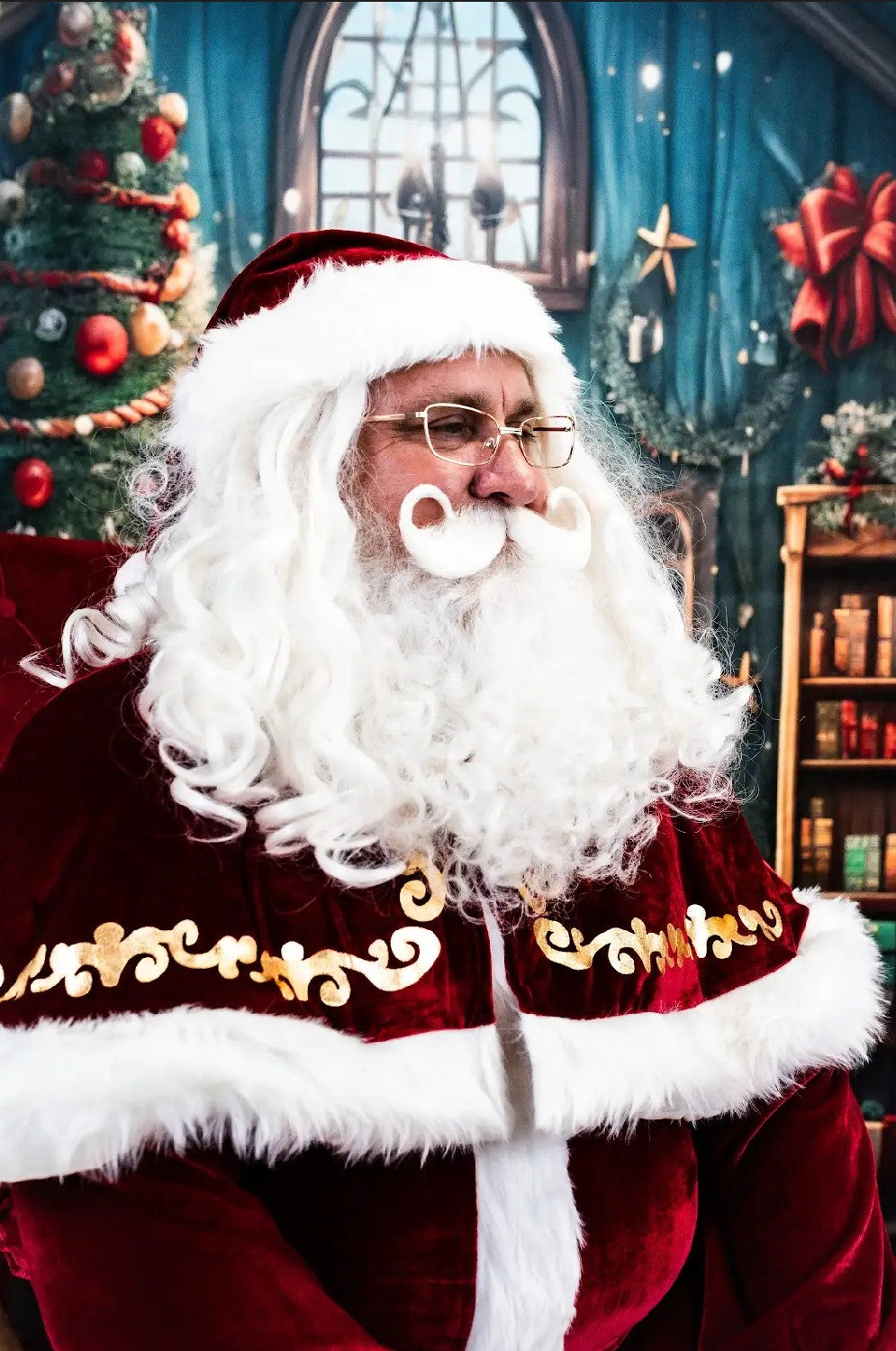 Professional, Theatrical Quality Santa Clause Wig, Beard, Moustache & Eyebrows Set