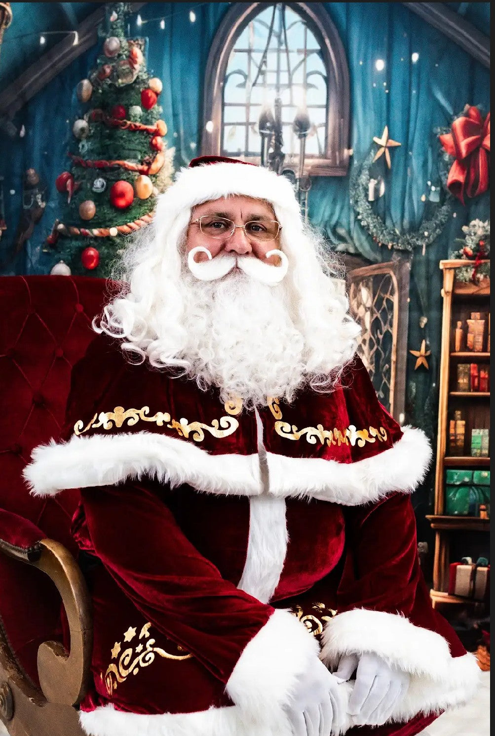 Professional, Theatrical Quality Santa Clause Wig, Beard, Moustache & Eyebrows Set