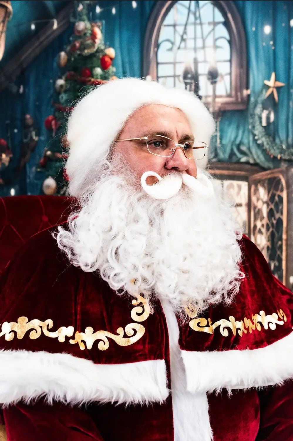 Professional, Theatrical Quality Santa Clause Wig, Beard, Moustache & Eyebrows Set