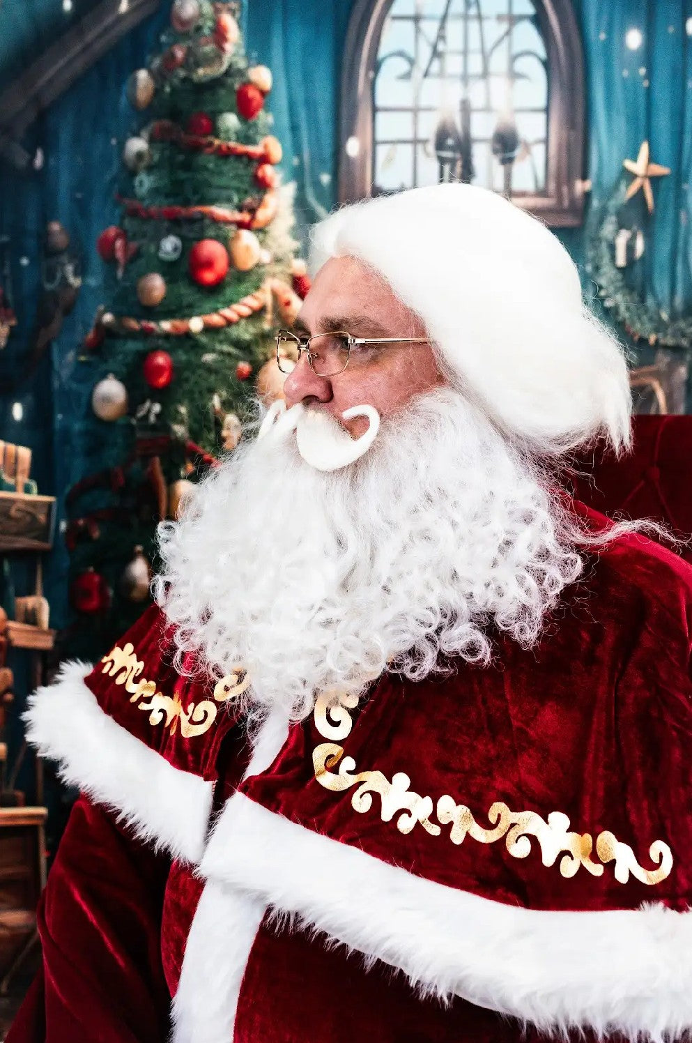 Professional, Theatrical Quality Santa Clause Wig, Beard, Moustache & Eyebrows Set