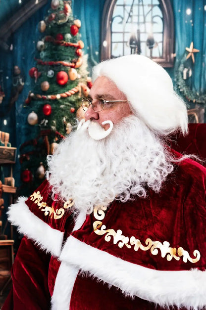 Professional, Theatrical Quality Santa Clause Wig, Beard, Moustache & Eyebrows Set
