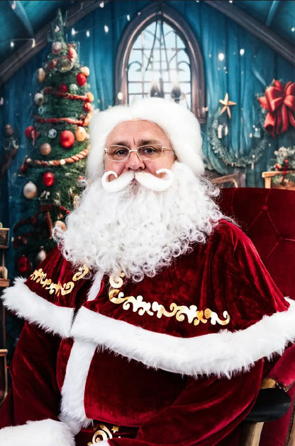 Professional, Theatrical Quality Santa Clause Wig, Beard, Moustache & Eyebrows Set