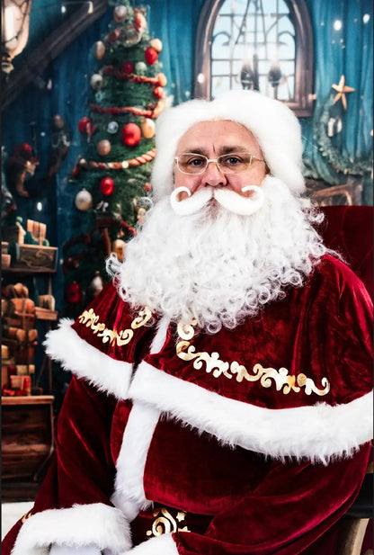 Professional, Theatrical Quality Santa Clause Wig, Beard, Moustache & Eyebrows Set