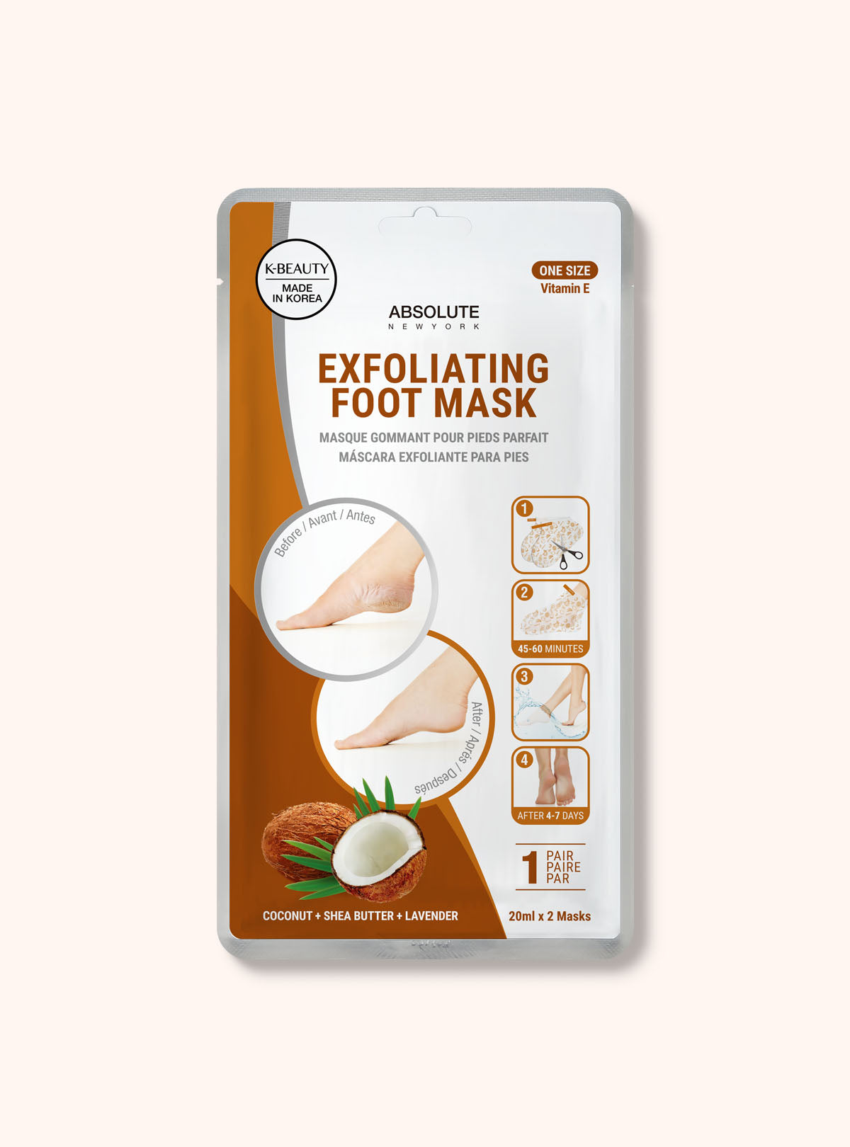 Exfoliating Foot Mask A614 Coconut + Shea Butter + Lavender