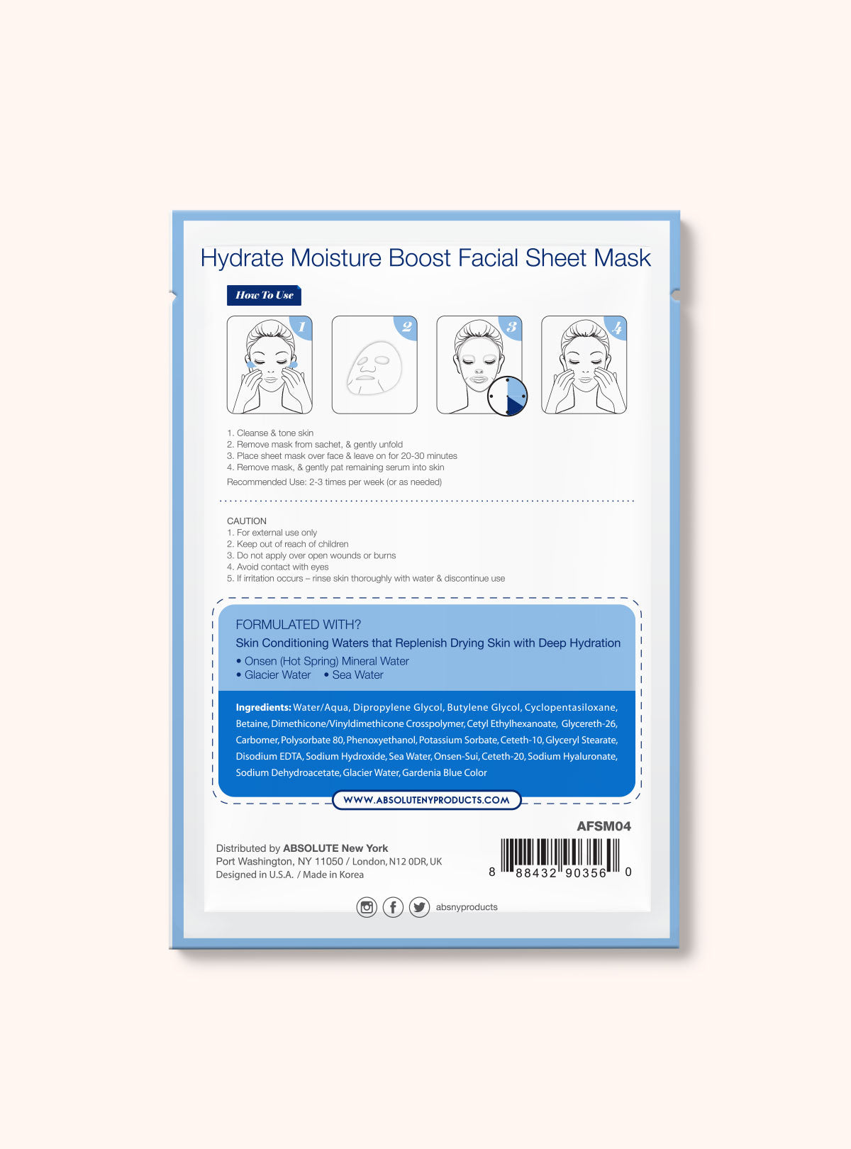 Facial Sheet Masks AFSM04 Moisture