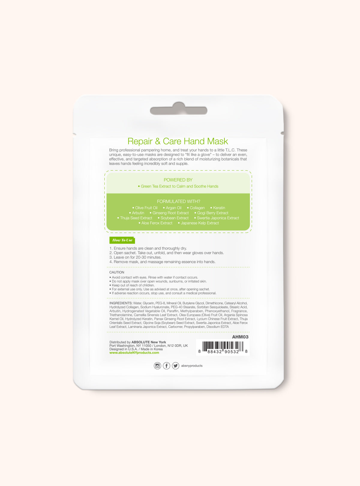 Repair & Care Hand Mask AHM03 Green Tea