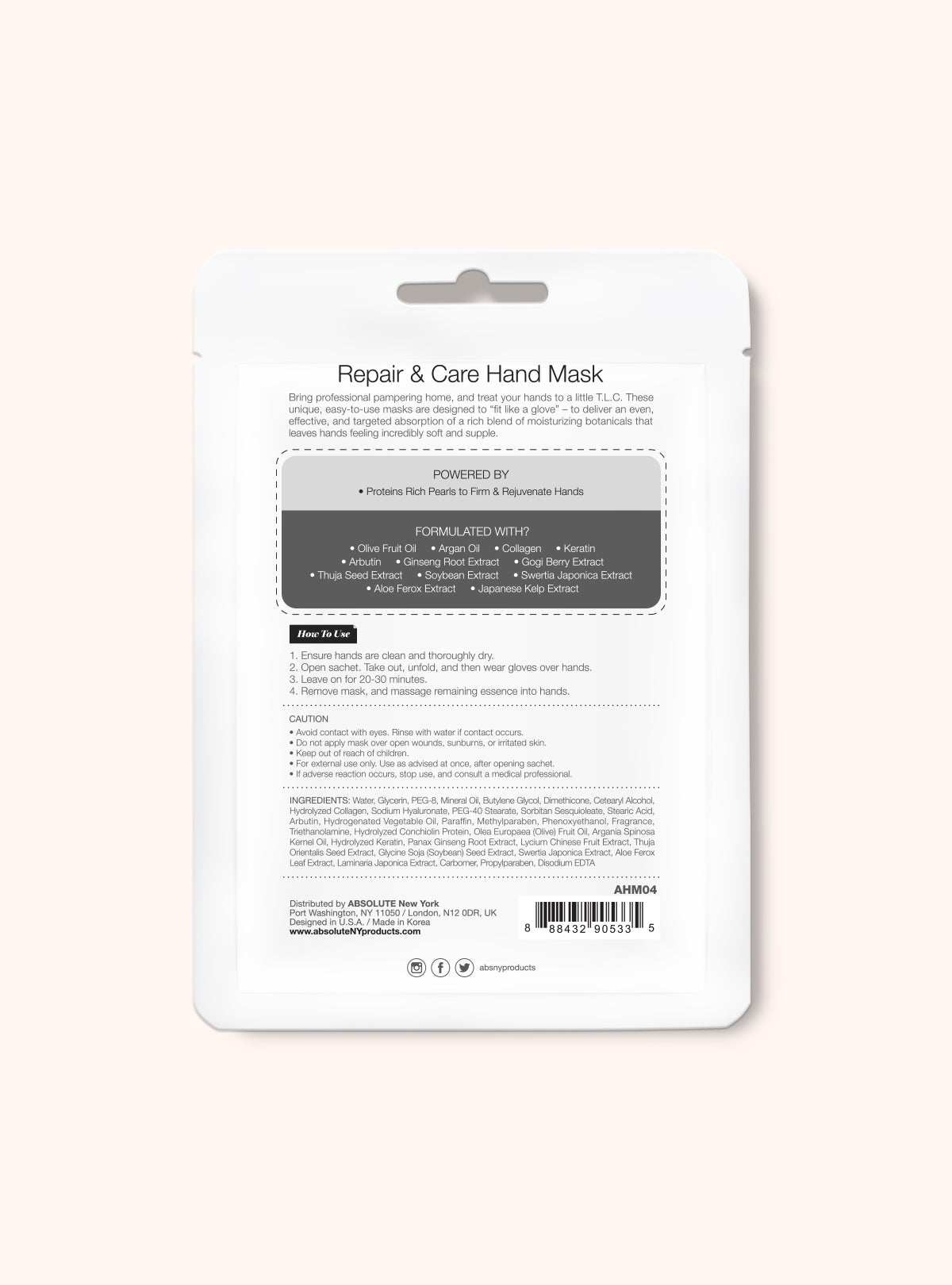 Repair & Care Hand Mask AHM04 Black Pearl