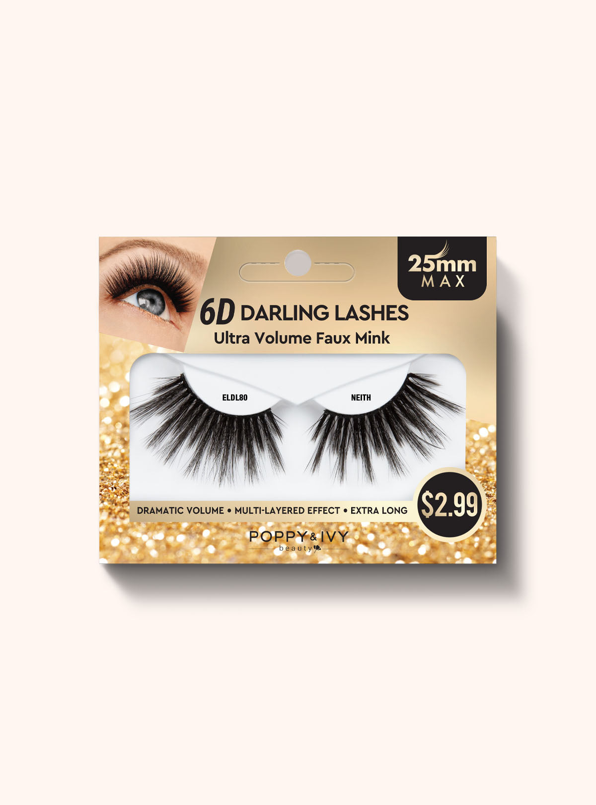 Poppy & Ivy 6D Darling Lashes 25mm Eyelashes- Ultra Volume Faux Mink