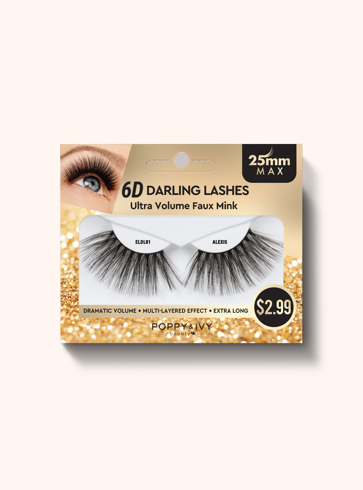 Poppy & Ivy 6D Darling Lashes 25mm Eyelashes- Ultra Volume Faux Mink