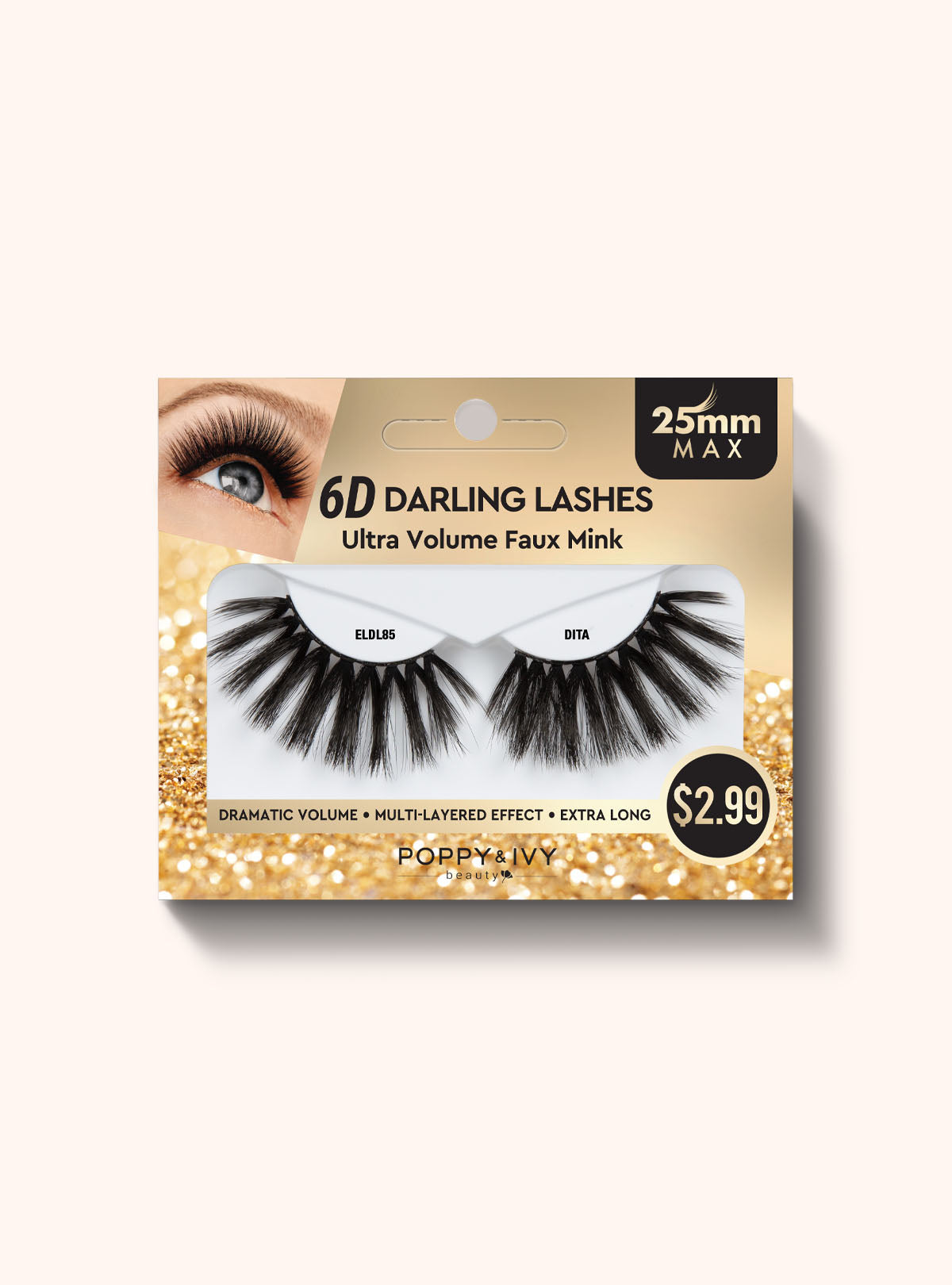 Poppy & Ivy 6D Darling Lashes 25mm Eyelashes- Ultra Volume Faux Mink