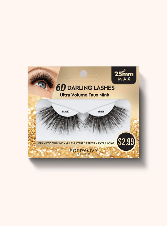 Poppy & Ivy 6D Darling Lashes 25mm Eyelashes- Ultra Volume Faux Mink