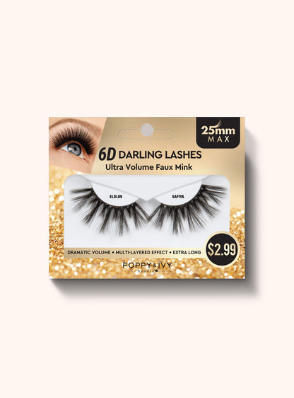 Poppy & Ivy 6D Darling Lashes 25mm Eyelashes- Ultra Volume Faux Mink