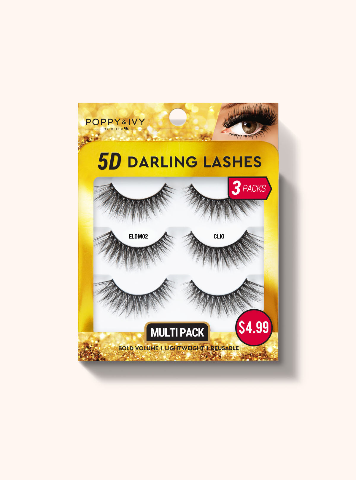 5D Darling Lashes - 3 Pairs ELDM02 CLIO