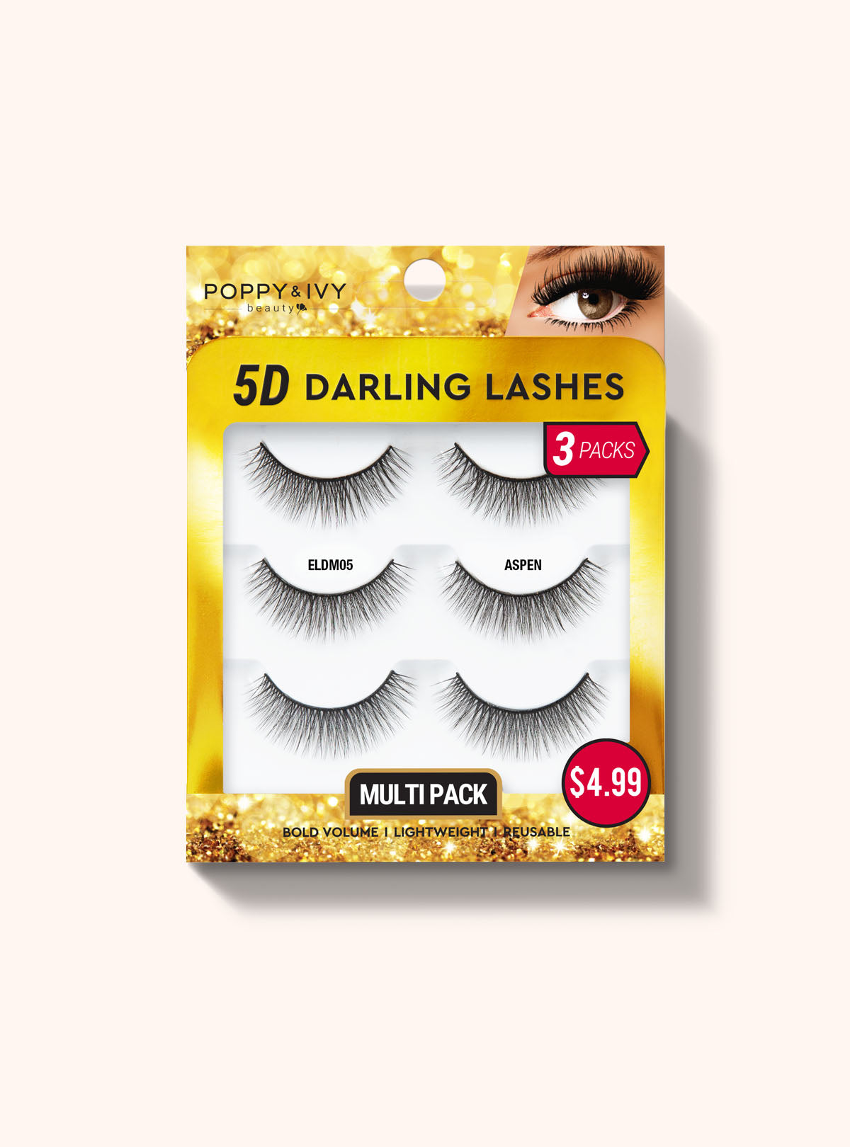 5D Darling Lashes - 3 Pairs ELDM05 ASPEN