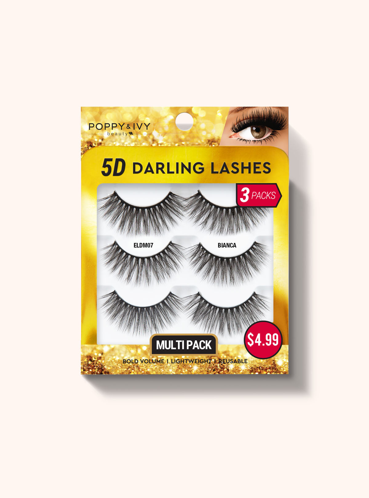 5D Darling Lashes - 3 Pairs ELDM07 BIANCA