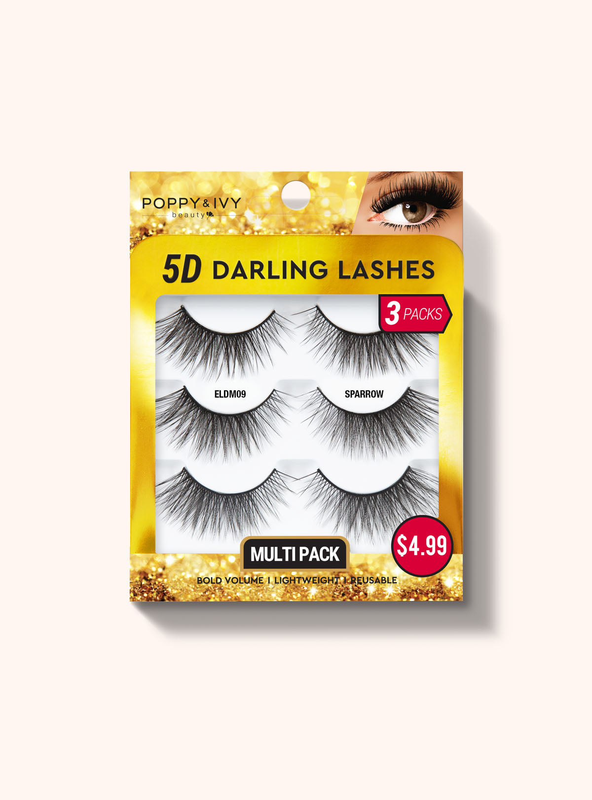 5D Darling Lashes - 3 Pairs ELDM09 SPARROW