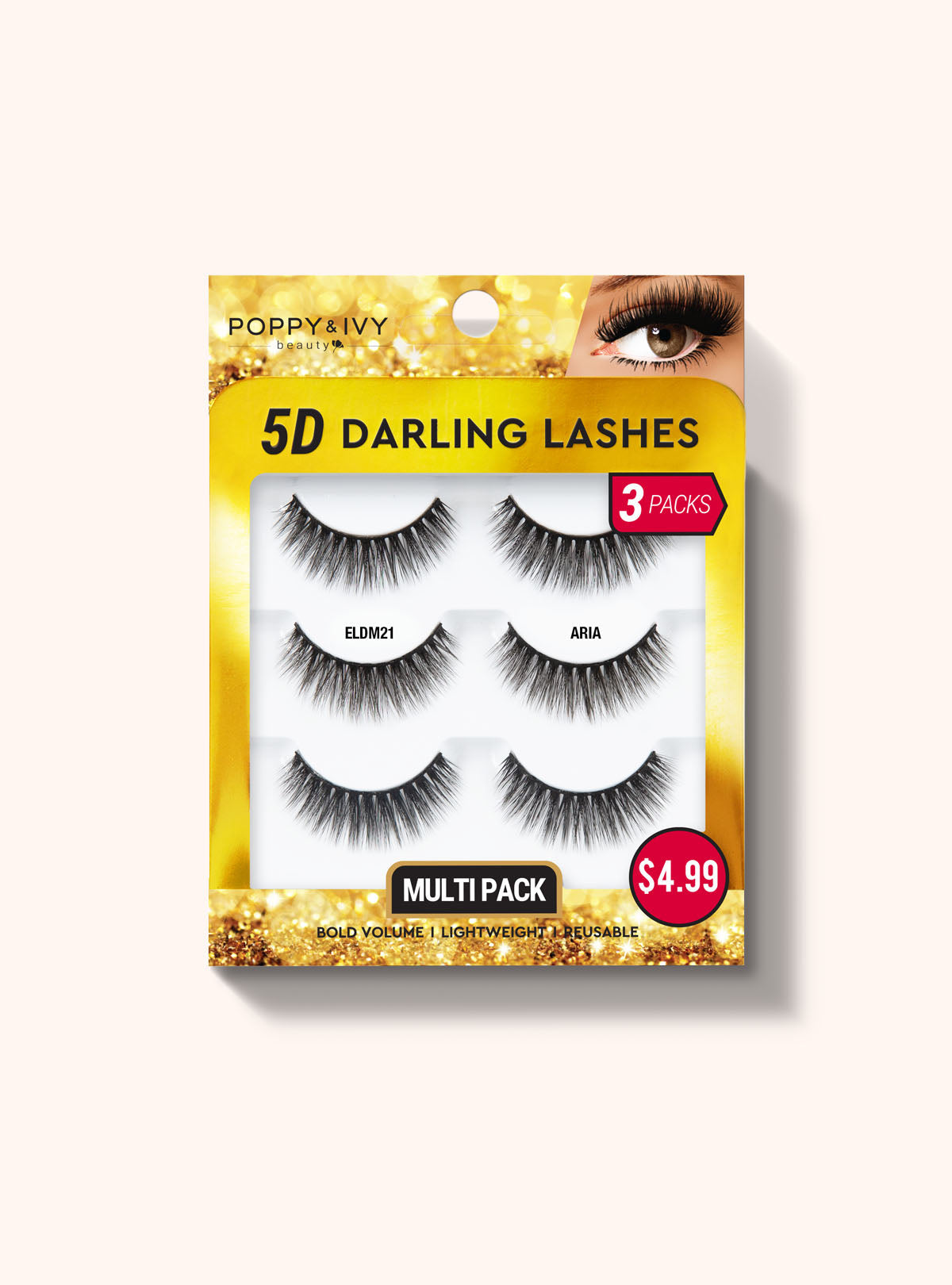 5D Darling Lashes - 3 Pairs ELDM21 ARIA