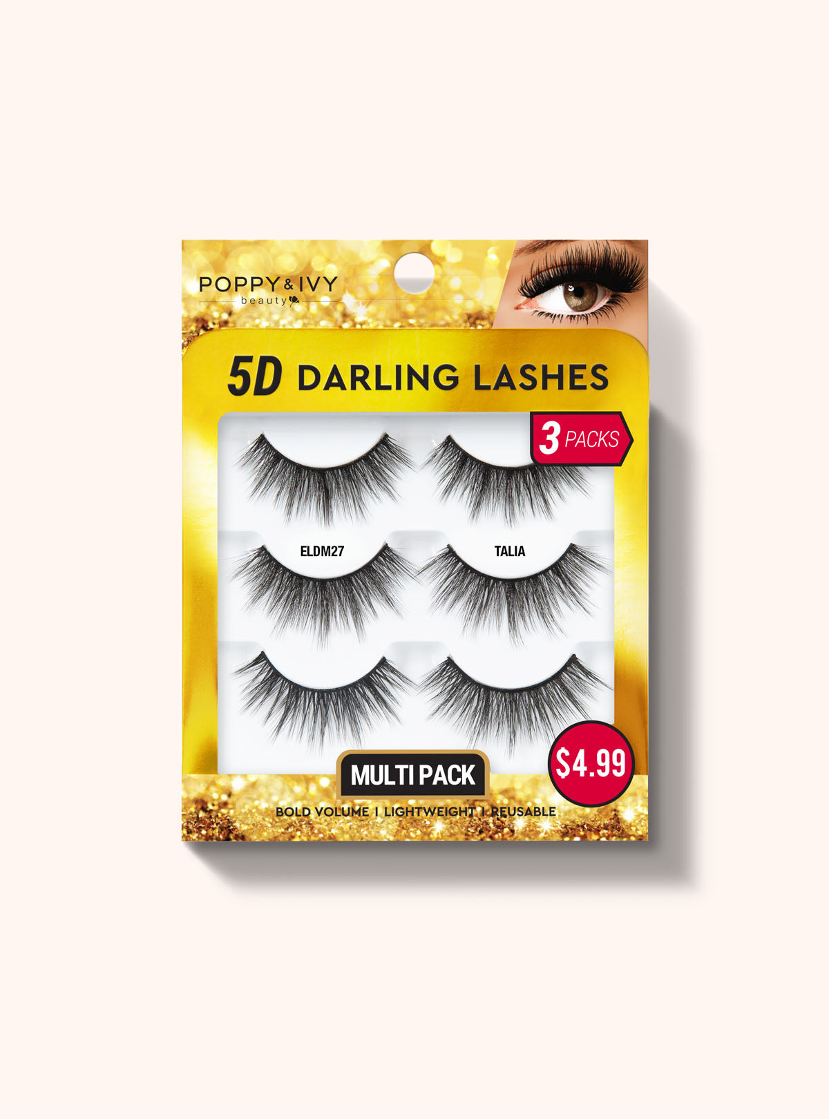 5D Darling Lashes - 3 Pairs ELDM27 TALIA