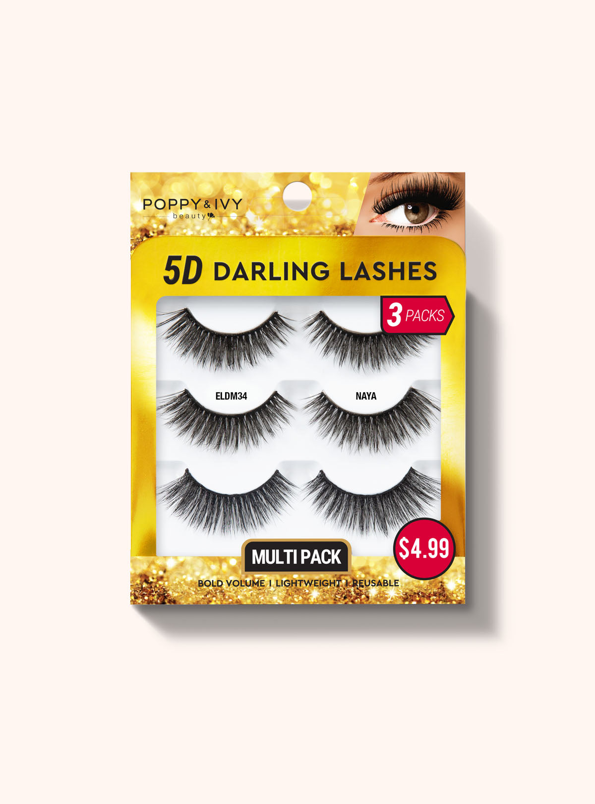 5D Darling Lashes - 3 Pairs ELDM34 NAYA