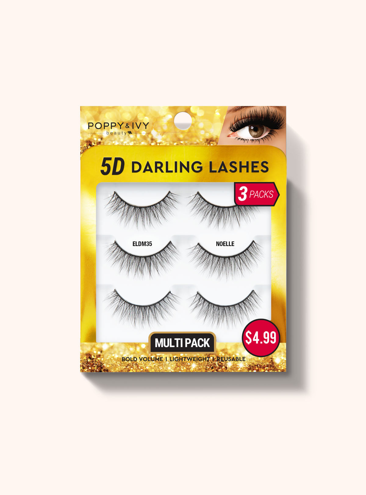 5D Darling Lashes - 3 Pairs ELDM35 NOELLE